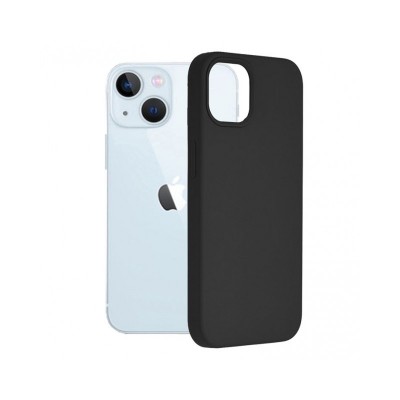 Husa iPhone 13, SIlicon Catifelat cu interior Microfibra, Negru